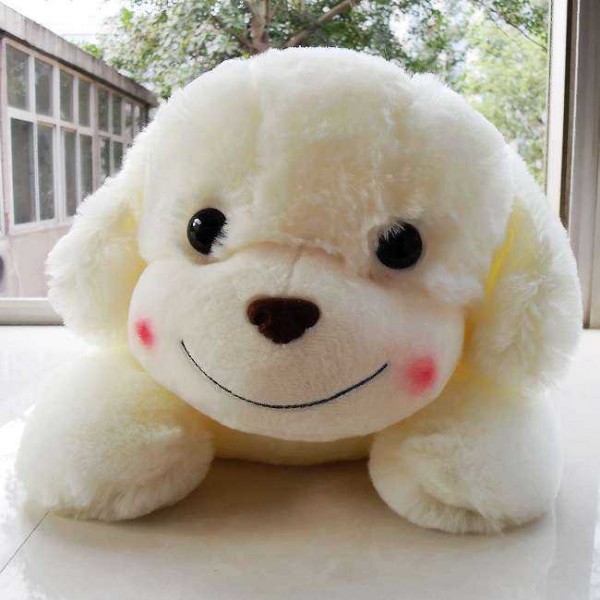 Cute Stuffed White Bailey Sleeping Dog Plush Animal Soft Toy